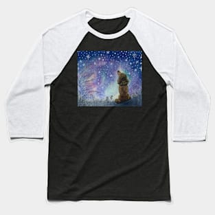 Poodle dog gazing at starry night sky, looking for inspiration Baseball T-Shirt